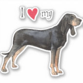 Ik hou van mijn Black and Tan Coonhound Vinyl Stic Sticker (Voorkant)