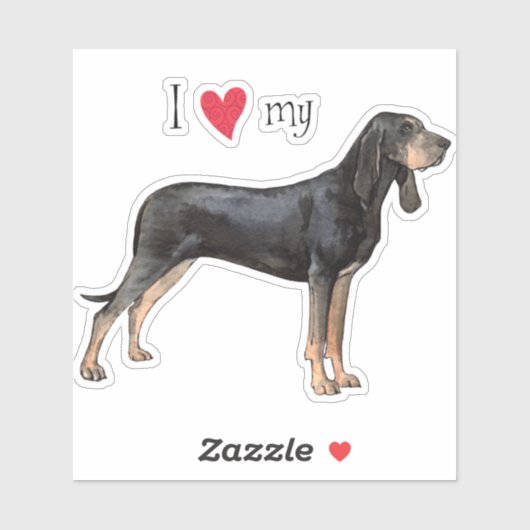 Ik hou van mijn Black and Tan Coonhound Vinyl Stic Sticker (Vel)
