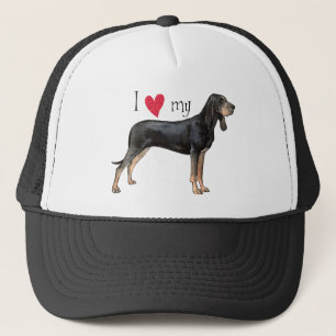 Ik hou van mijn Black en Tan Coonhound Trucker Pet