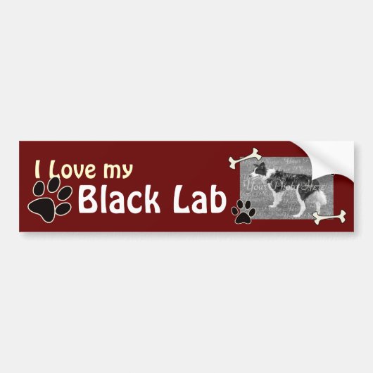 Ik hou van mijn Black Lab Bumpersticker (Voorkant)
