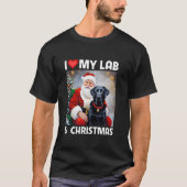 Ik hou van mijn Black Lab Retriever en Kerstman T-shirt (Voorkant)