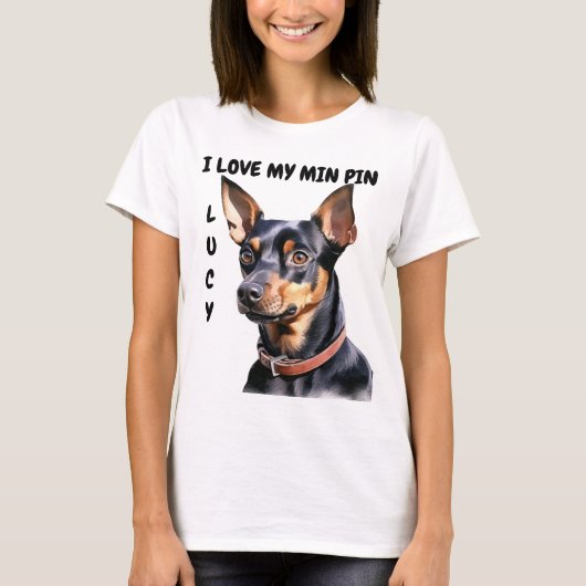 IK HOU VAN MIJN BLACK & TAN MINIATUUR PINCHER HOND T-SHIRT (Voorkant)