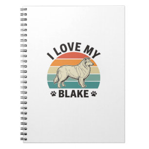 Ik hou van mijn Blake-hond Retro graveerontwerp_1 Notitieboek
