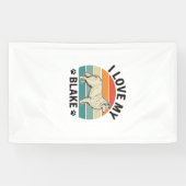 Ik hou van mijn Blake-hond Retro graveerontwerp_1 Spandoek (Horizontaal)