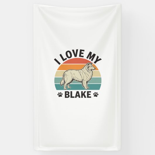 Ik hou van mijn Blake-hond Retro graveerontwerp_1 Spandoek (Verticaal)