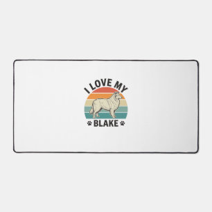 Ik hou van mijn Blake-hond Retro-gravureontwerp_1 Bureaumat