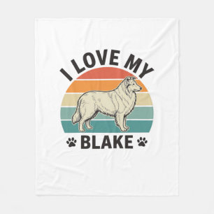 Ik hou van mijn Blake-hond Retro-gravureontwerp_1 Fleece Deken