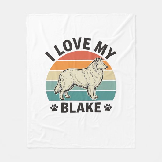 Ik hou van mijn Blake-hond Retro-gravureontwerp_1 Fleece Deken (Voorkant)