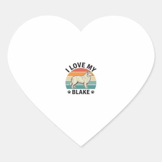 Ik hou van mijn Blake-hond Retro-gravureontwerp_1 Hart Sticker (Voorkant)