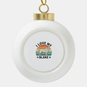 Ik hou van mijn Blake-hond Retro-gravureontwerp_1 Keramische Bal Ornament