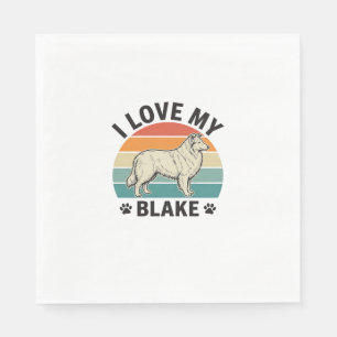 Ik hou van mijn Blake-hond Retro-gravureontwerp_1 Servet
