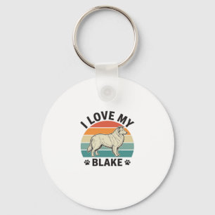 Ik hou van mijn Blake-hond Retro-gravureontwerp_1 Sleutelhanger
