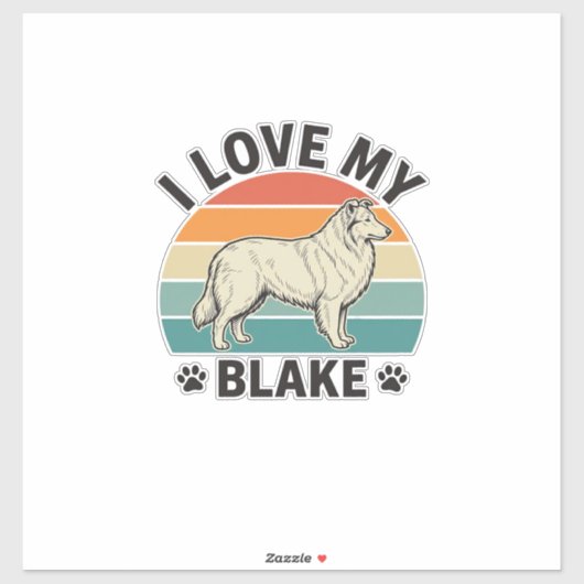 Ik hou van mijn Blake-hond Retro-gravureontwerp_1 Sticker (Vel)
