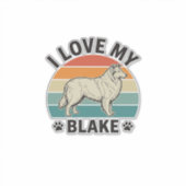 Ik hou van mijn Blake-hond Retro-gravureontwerp_1 Sticker (Voorkant)