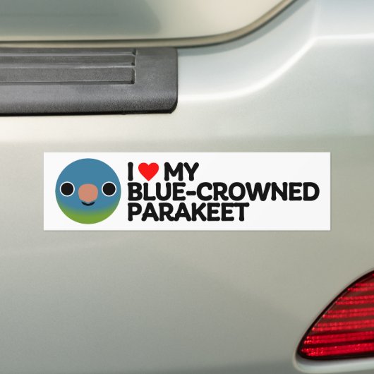 IK HOU VAN MIJN BLAUW GEKROONDE PARKIET BUMPERSTICKER (Op auto)