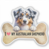 Ik hou van mijn Blue Merle Australian Shepherd Hon Sticker (Voorkant)