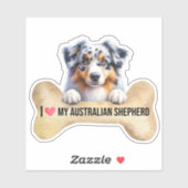 Ik hou van mijn Blue Merle Australian Shepherd Hon Sticker (Vel)
