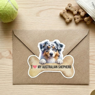 Ik hou van mijn Blue Merle Australian Shepherd Hon Sticker