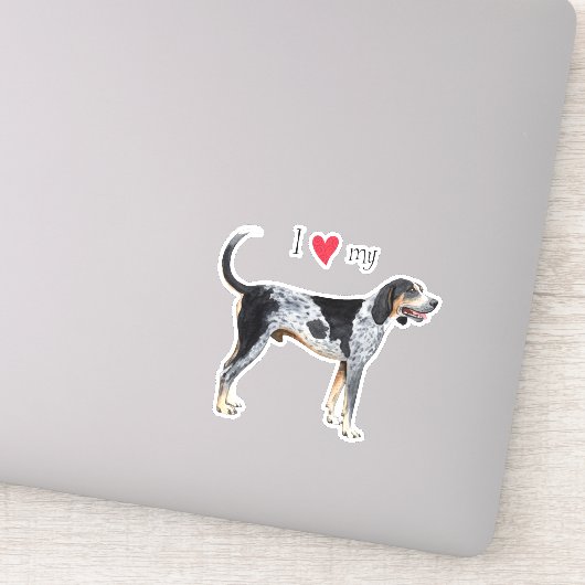 Ik hou van mijn Bluetick Coonhound Vinyl Sticker (Detail)