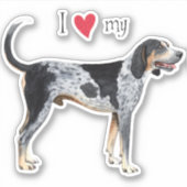 Ik hou van mijn Bluetick Coonhound Vinyl Sticker (Voorkant)