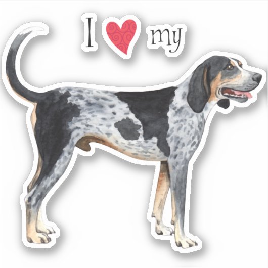 Ik hou van mijn Bluetick Coonhound Vinyl Sticker (Voorkant)