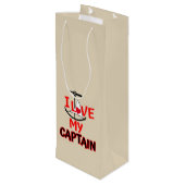 Ik hou van mijn Boat Kapitein Wine Bag Wijn Cadeautas (Achterkant Gekanteld)