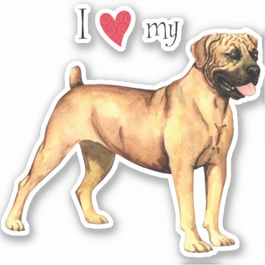 Ik hou van mijn Boerboel Vinyl Sticker (Voorkant)