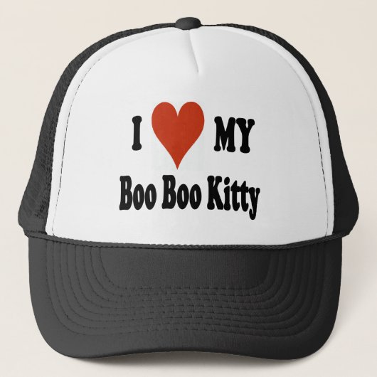 Ik hou van mijn Boo Boo Kat Baseball Hat Trucker Pet (Voorkant)