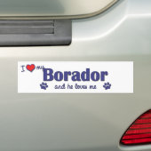 Ik hou van mijn borador (Mannelijke hond) Bumpersticker (Op auto)