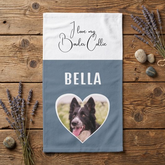 Ik hou van mijn Border Collie Dog Foto in Heart Na Handdoek