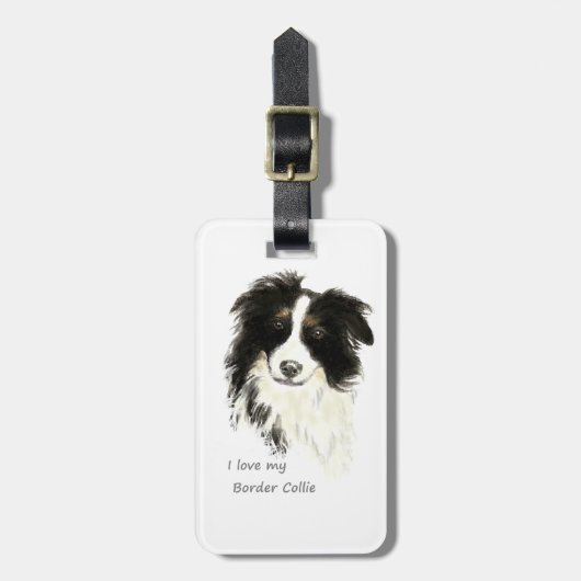 Ik hou van mijn Border Collie Dog Pet Animal Bagagelabel (Voorkant verticaal)