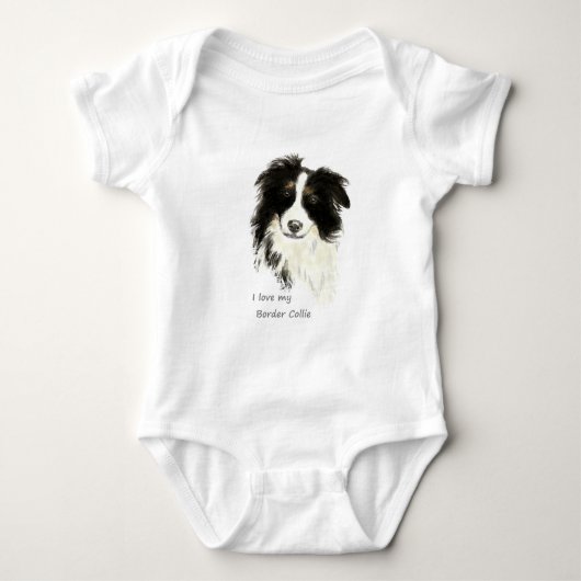 Ik hou van mijn Border Collie Dog Pet Animal Romper (Voorkant)