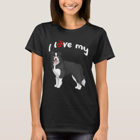 Ik hou van mijn Border Collie Dog T-shirt (Voorkant)