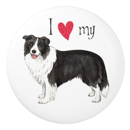 Ik hou van mijn Border Collie Keramische Knop (Voorkant)