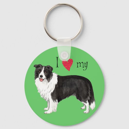 Ik hou van mijn Border Collie Sleutelhanger (Voorkant)