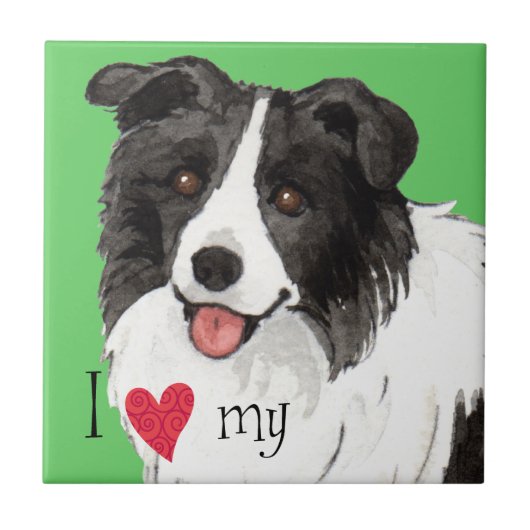 Ik hou van mijn Border Collie Tegeltje (Voorkant)