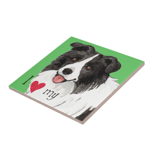 Ik hou van mijn Border Collie Tegeltje (Zijkant)