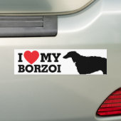 Ik hou van mijn Borzoi Bumpersticker (Op auto)