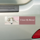 Ik hou van mijn Borzoi Dog Art Bumpersticker (Op auto)