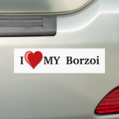 Ik hou van mijn Borzoi Dog Bumpersticker (Op auto)