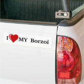 Ik hou van mijn Borzoi Dog Bumpersticker (Op Truck)