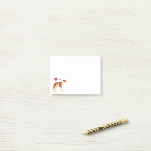 Ik hou van mijn Borzoi Post-it® Notes (Op bureau)