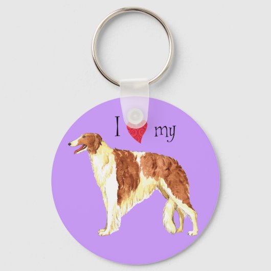 Ik hou van mijn Borzoi Sleutelhanger (Voorkant)