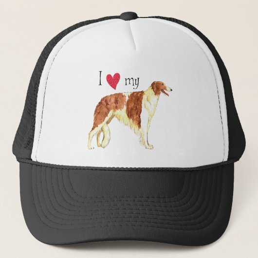 Ik hou van mijn Borzoi Trucker Pet (Voorkant)
