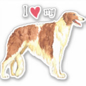 Ik hou van mijn Borzoi Vinyl Sticker (Voorkant)