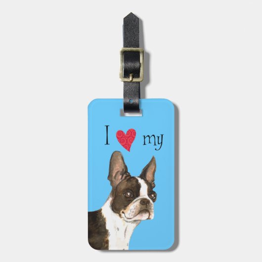 Ik hou van mijn Boston Terrier Bagagelabel (Voorkant verticaal)