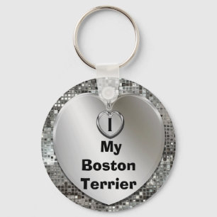 Ik hou van mijn Boston Terrier Heart Keychain