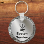 Ik hou van mijn Boston Terrier Heart Keychain (Voorkant)
