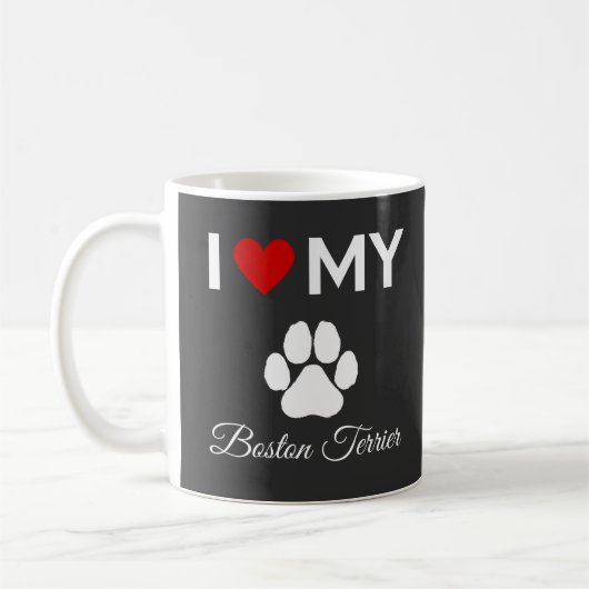 Ik hou van mijn Boston Terrier hond aangepaste tek Koffiemok (Links)