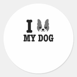 Ik hou van mijn Boston Terrier Hond Eigenaar Pet L Ronde Sticker